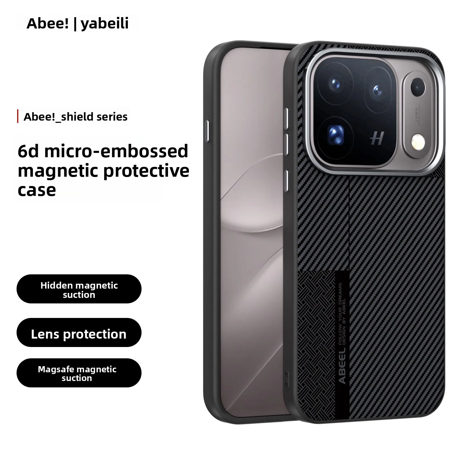 Charging Case For Wireless Microphones - Micro Relief Carbon Fiber Textured Magnetic