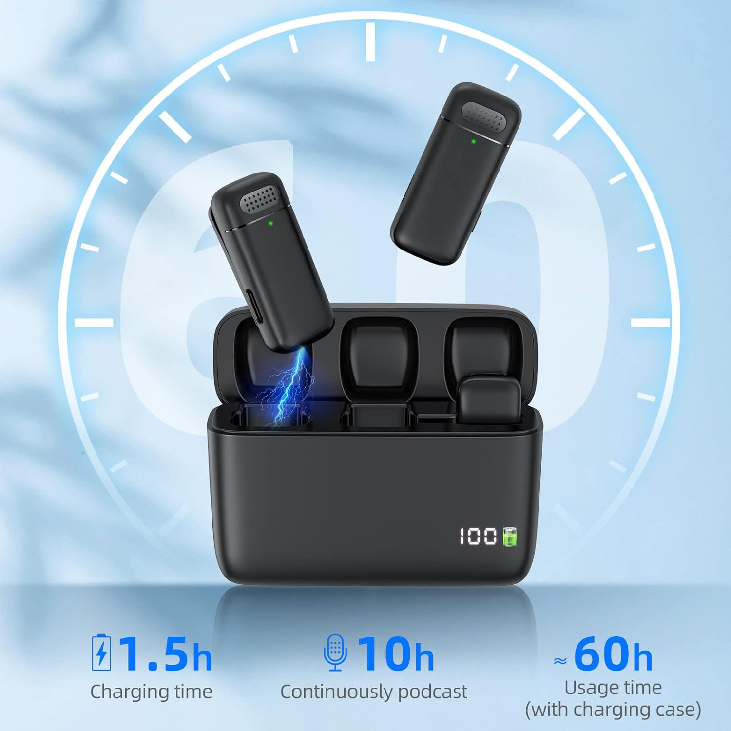 2 Pack Wireless Lapel Micropho - Charging Case For Wireless Microphones review and price