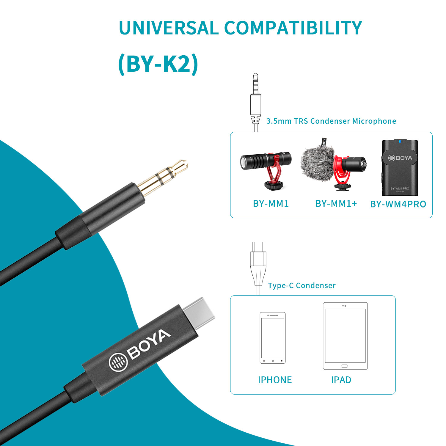 Microphone Adapter BOYA BY-K1- - 3.5Mm Trs To Trrs Adapter Audio Cable review and price
