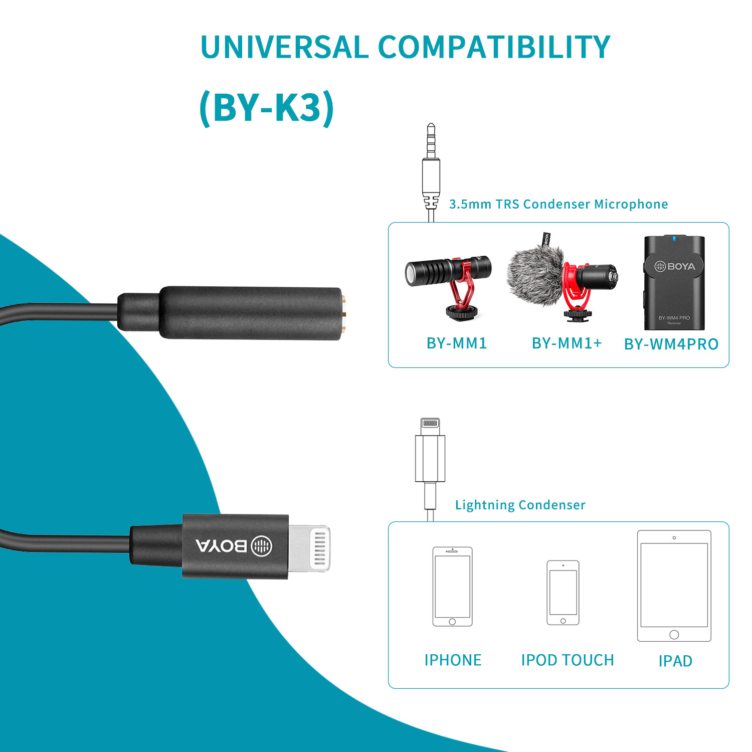 Microphone Adapter BOYA BY-K1- - 3.5Mm Trs To Trrs Adapter Audio Cable review and price
