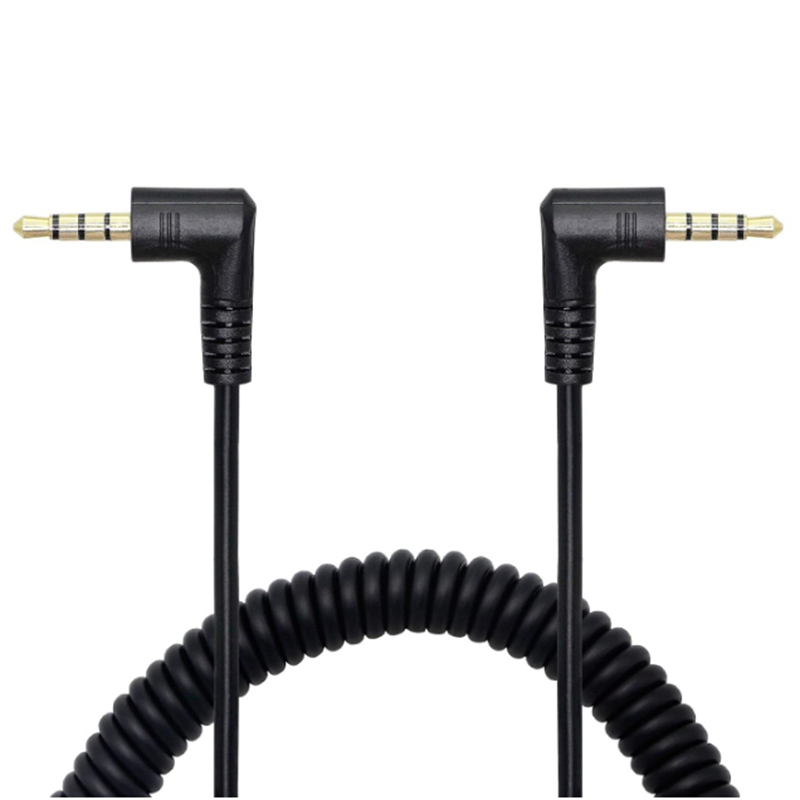Spring Coiled Spiral Cable 90  - 3.5Mm Trs To Trrs Adapter Audio Cable review and price