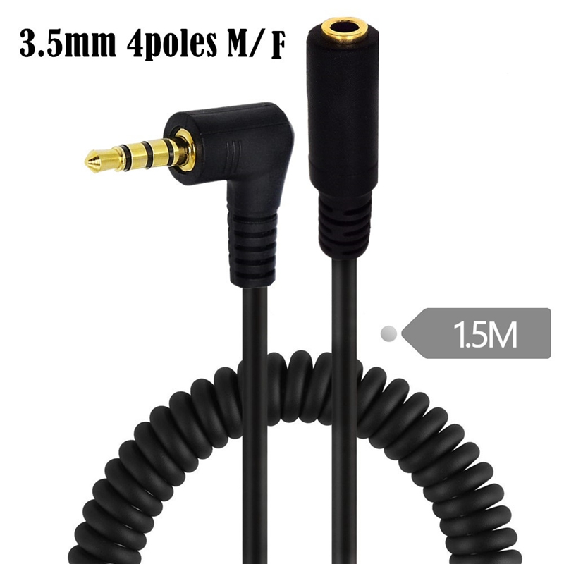 Spring Coiled Spiral Cable 90  - 3.5Mm Trs To Trrs Adapter Audio Cable review and price