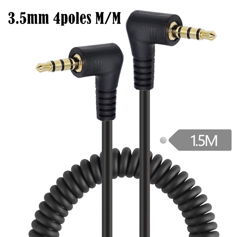 Spring Coiled Spiral Cable 90  - 3.5Mm Trs To Trrs Adapter Audio Cable review and price
