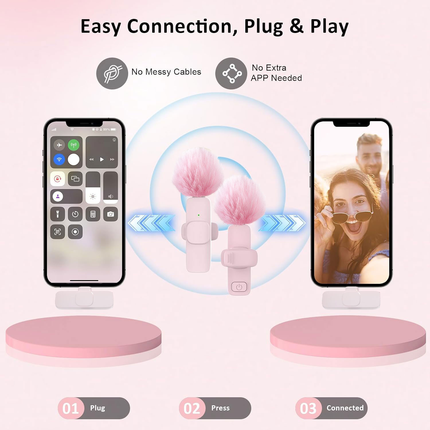 New Pink K60 Plug and Play Wir - Wireless Mic For Smartphone Video Recording review and price