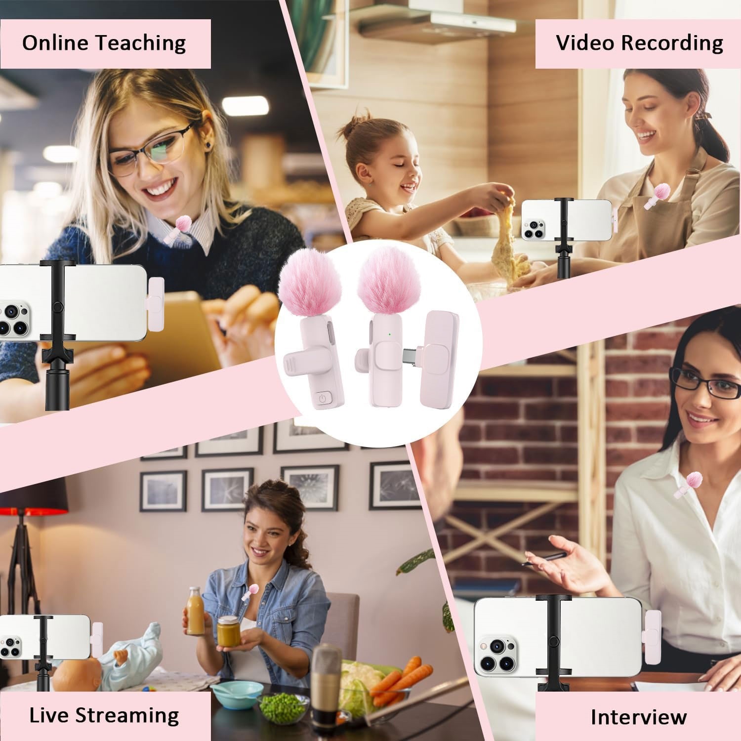 New Pink K60 Plug and Play Wir - Wireless Mic For Smartphone Video Recording review and price